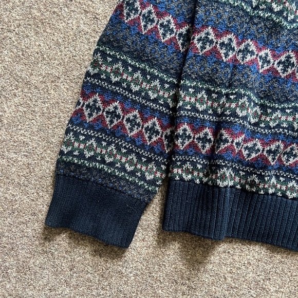 Vintage Croft & Barrow Geometric Stripe Knit Grandpa Sweater Men XXL 100% Cotton - Picture 2 of 13